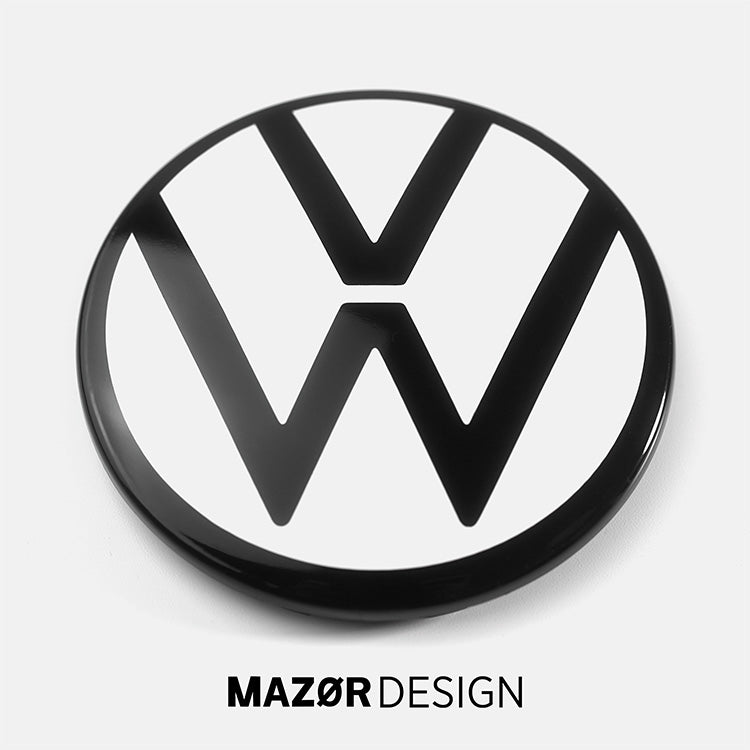 VW Golf 7 Facelift - Golf 8 Look Emblem Vorne Schwarz Glanz Weiß