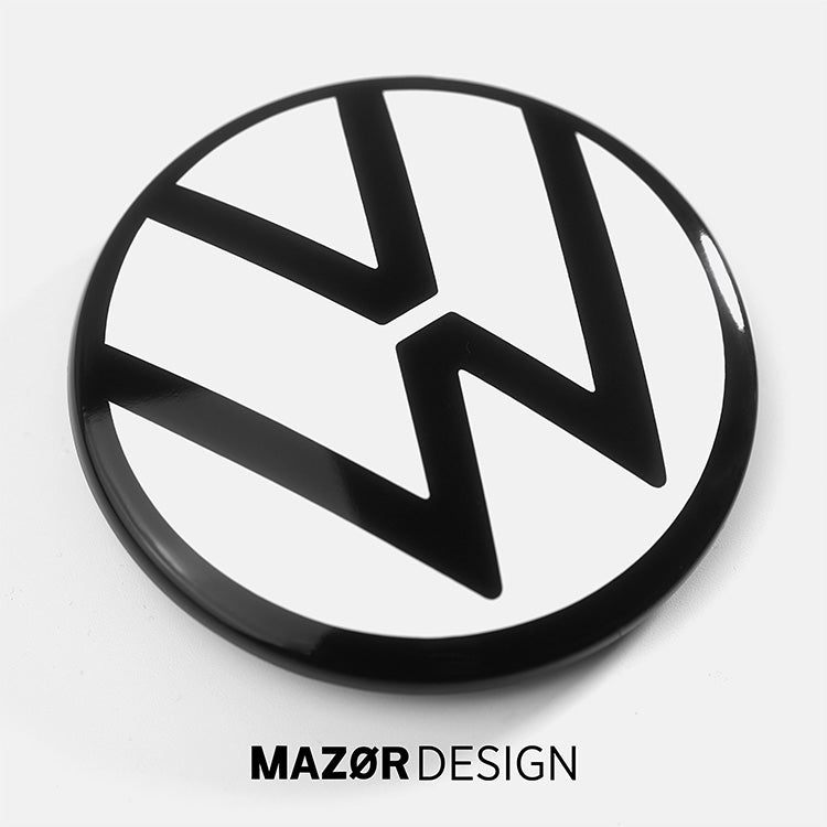 VW Golf 7 Facelift - Golf 8 Look Emblem Vorne Schwarz Glanz Weiß