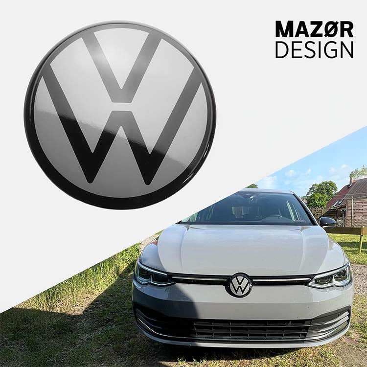 VW Golf 8 - Emblem Vorne Schwarz Glanz & Mondsteingrau LA7C