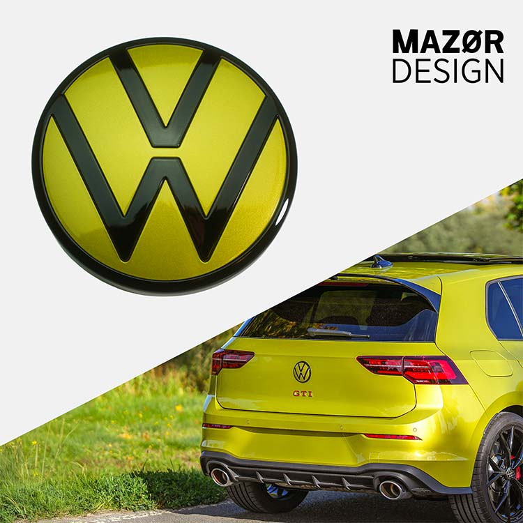 VW Golf 8 - Emblem Hinten Schwarz Limonengelb Metallic LL1W