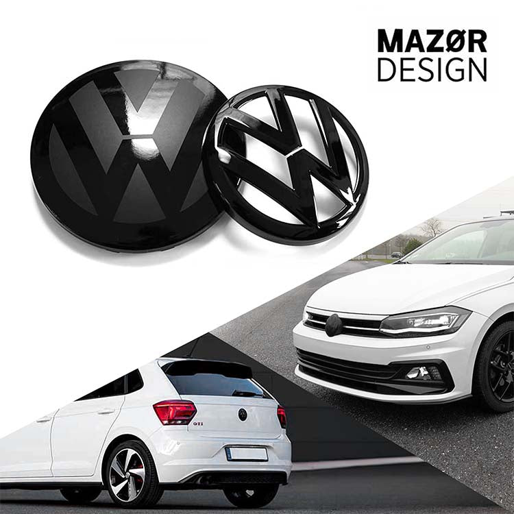 VW Polo 6 - Emblem Vorne & Hinten Schwarz Glanz