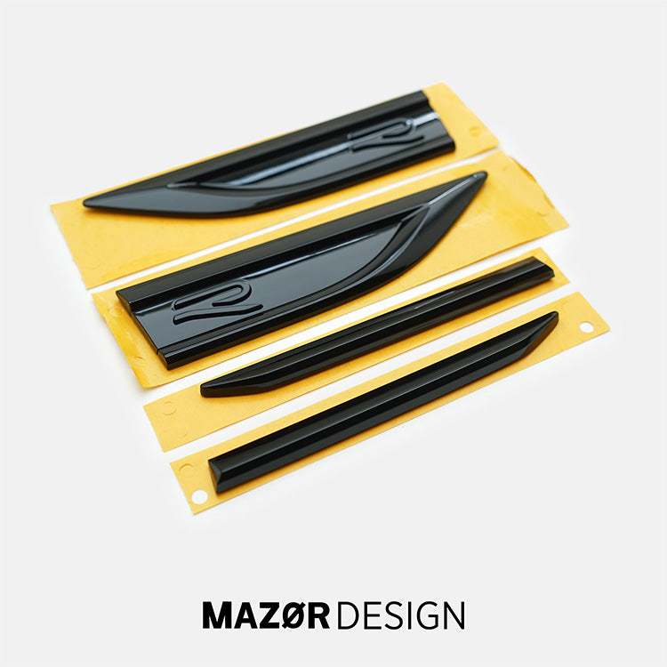 VW T-Roc - R Emblem Seite Kotflügel Plaketten Schwarz Glanz