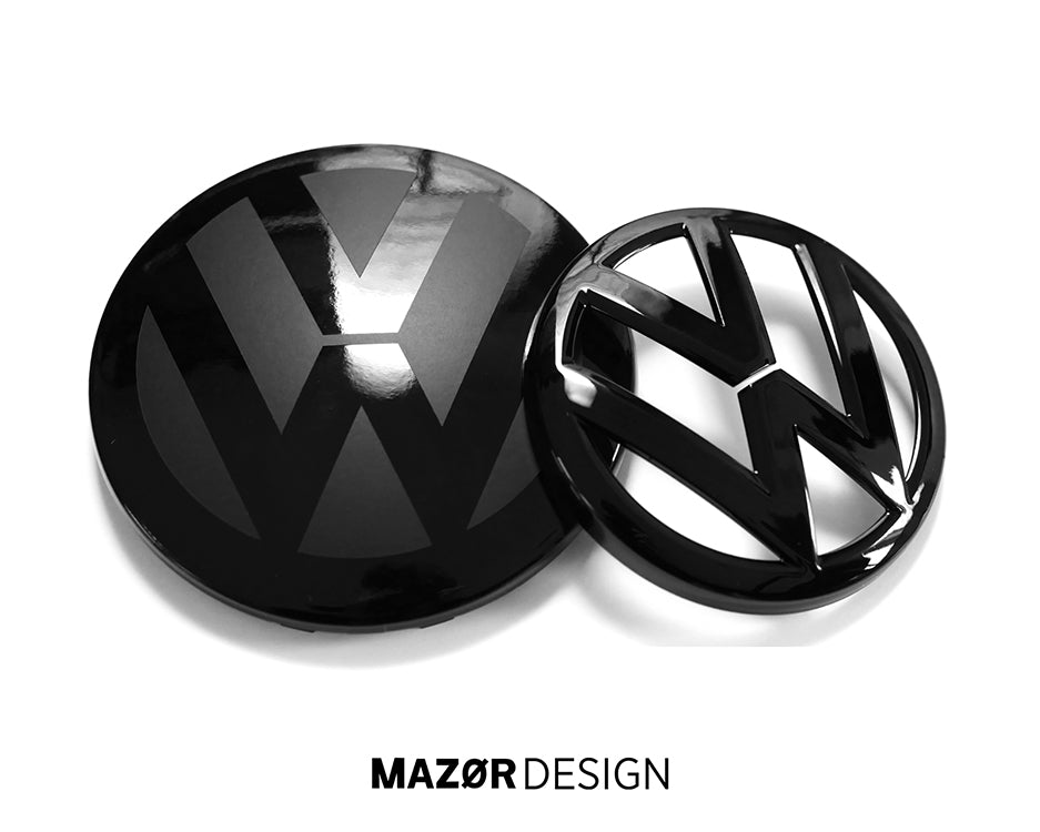 VW Touareg 3 - Emblem Vorne & Hinten Schwarz Glanz