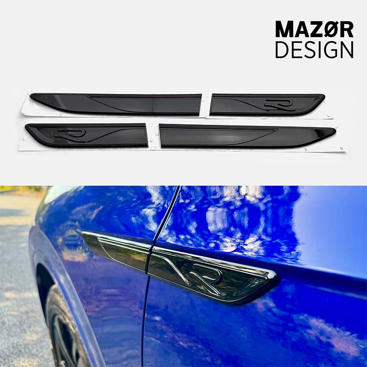 VW Touareg 3 Facelift - R / R-Line Emblem Seite Schwarz Glanz