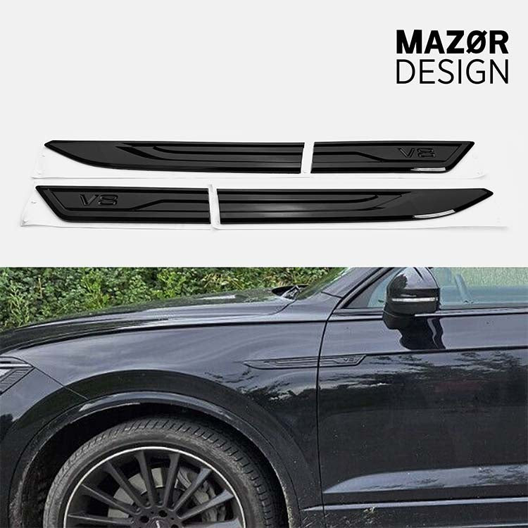 VW Touareg 3 - V8 Emblem Seite Schwarz Glanz